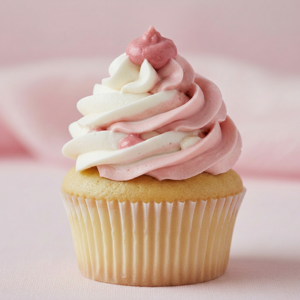 Cupcake met roze met witte toef