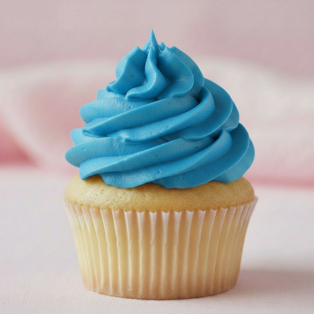 Cupcake met blauw toef